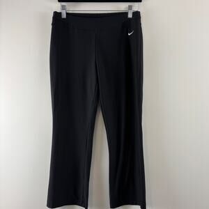 Nike Leggings Women's Size S Black Embroidered Logo Wide Leg Cropped Yoga
